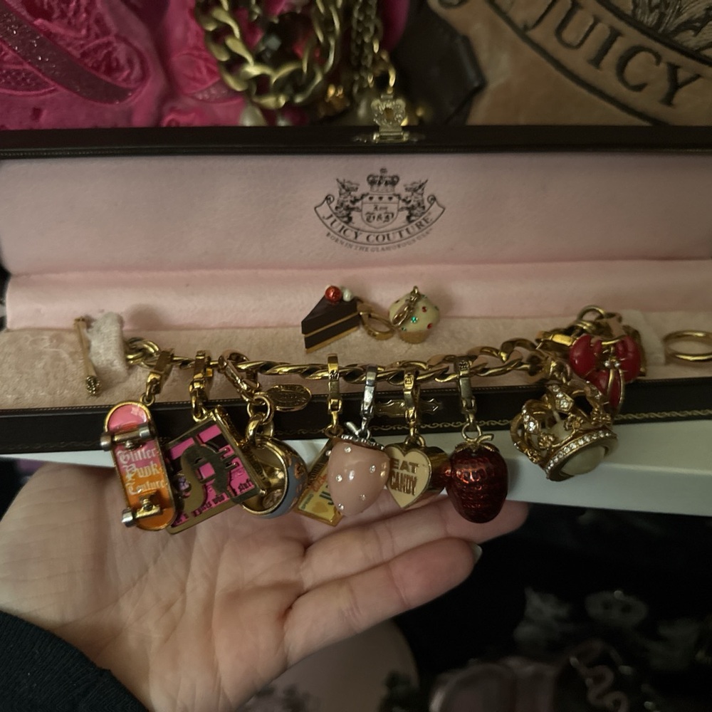 Juicy Couture Gold Charm Bracelet with Colorful Charms